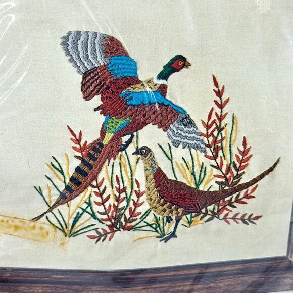 Leewards 1976 2 Packages Sealed Crewel Kits Colorful Pheasants Mailbox Country - Picture 9 of 13